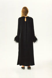 Suzi Maxi Dress with Detachable Feathers in Black