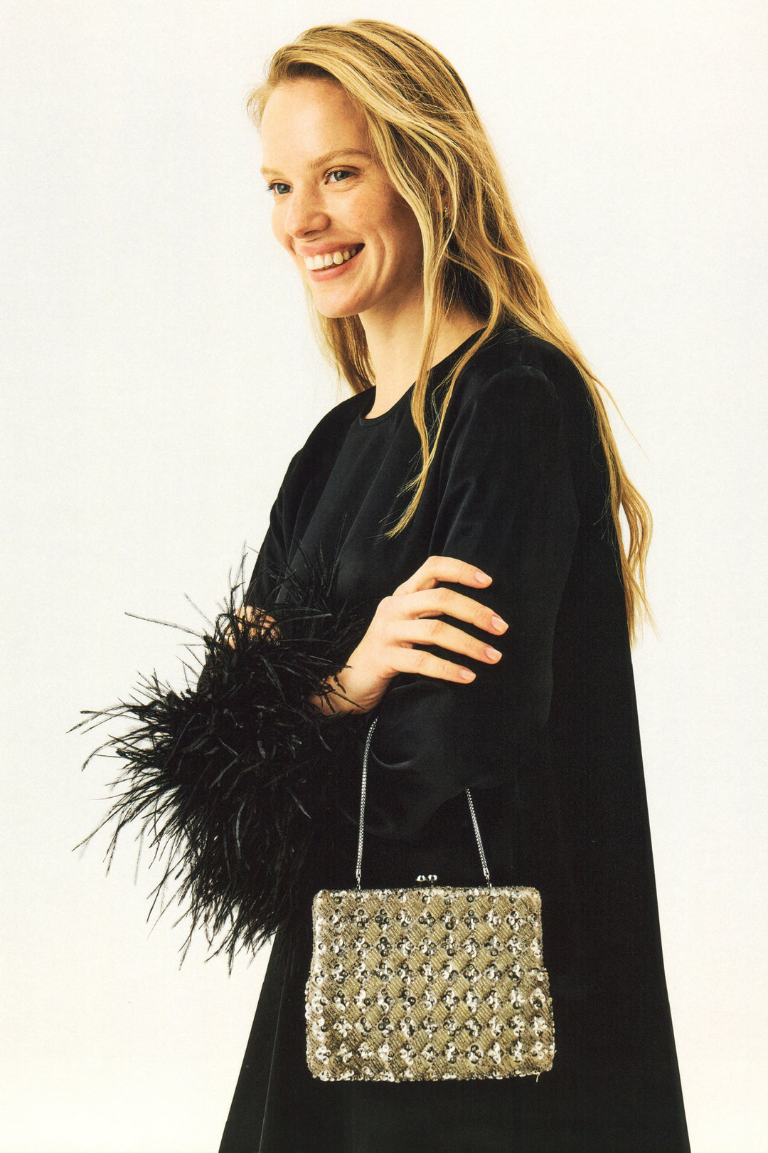 Suzi Maxi Dress with Detachable Feathers in Black