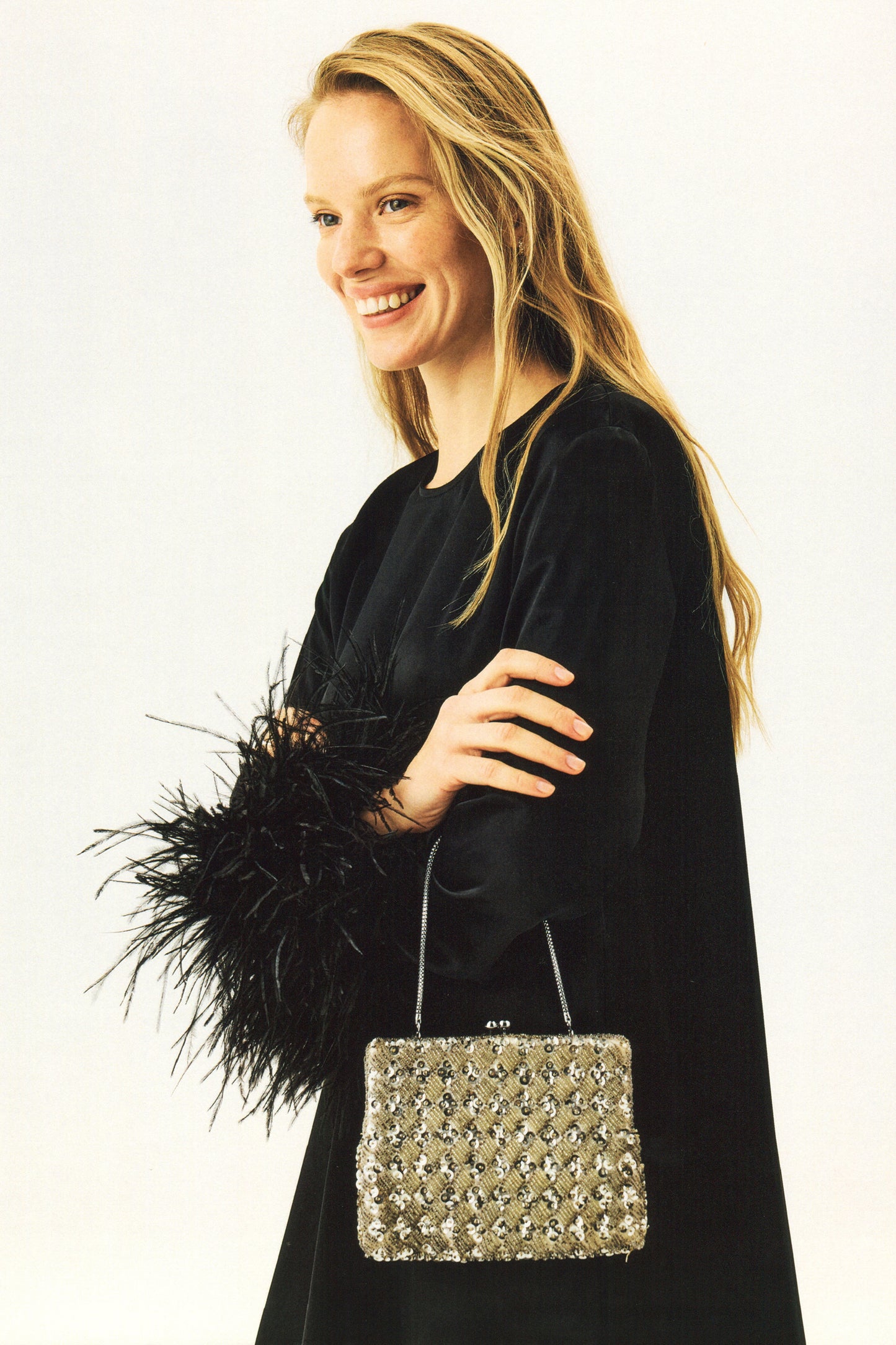 Suzi Maxi Dress with Detachable Feathers in Black