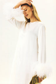 Suzi Maxi Dress With Detachable Feathers in White