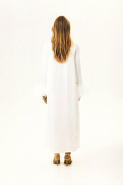 Suzi Maxi Dress With Detachable Feathers in White