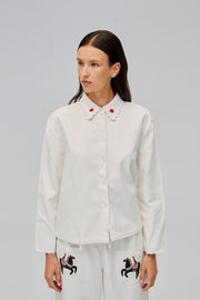 Kotyk Embroidered Cotton Blouse in Off-white