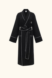 Paros Linen Unisex Robe in Black