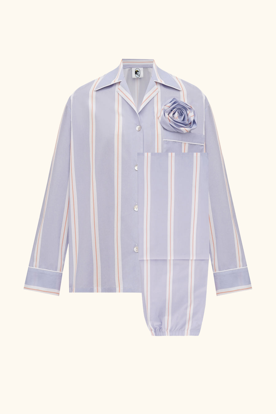 The Rose Cotton Pajama Set in Blue Stripes