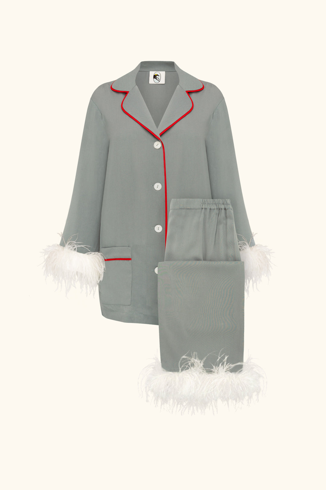 The iconic Party Pajama Suit with Feathers