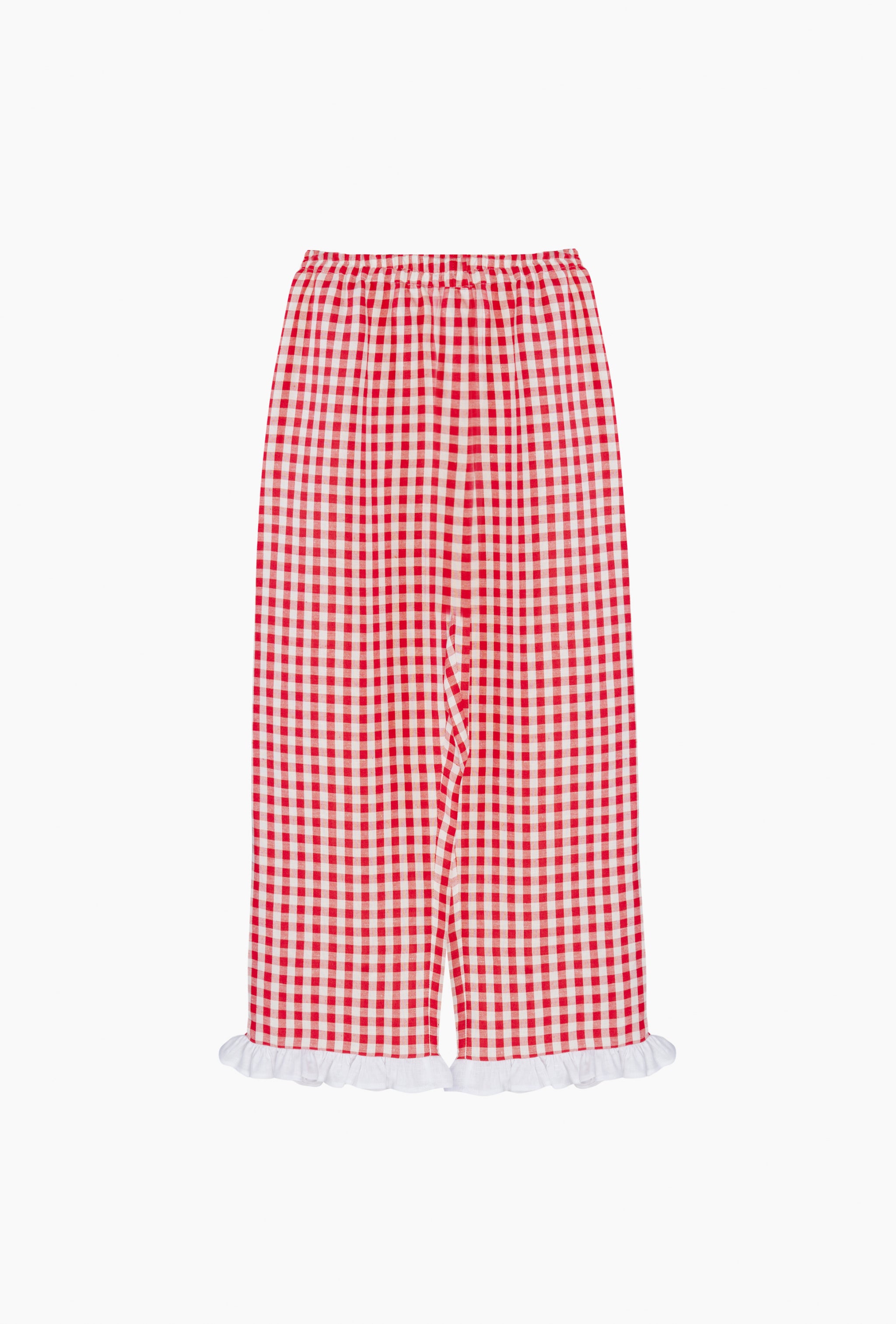 Puff Linen Lounge Pants in Red Vichy
