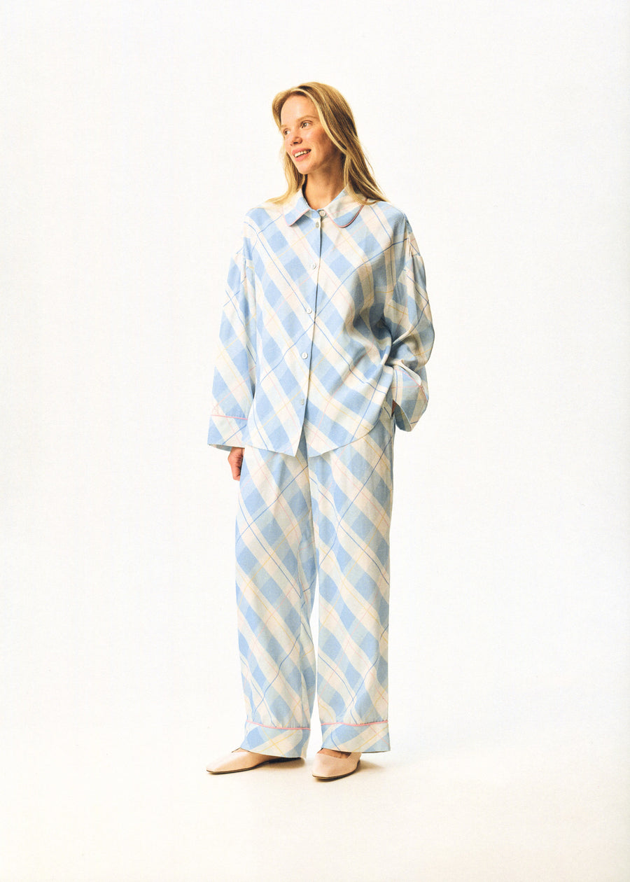 Pastelle Oversized Pants in Blue Plaid
