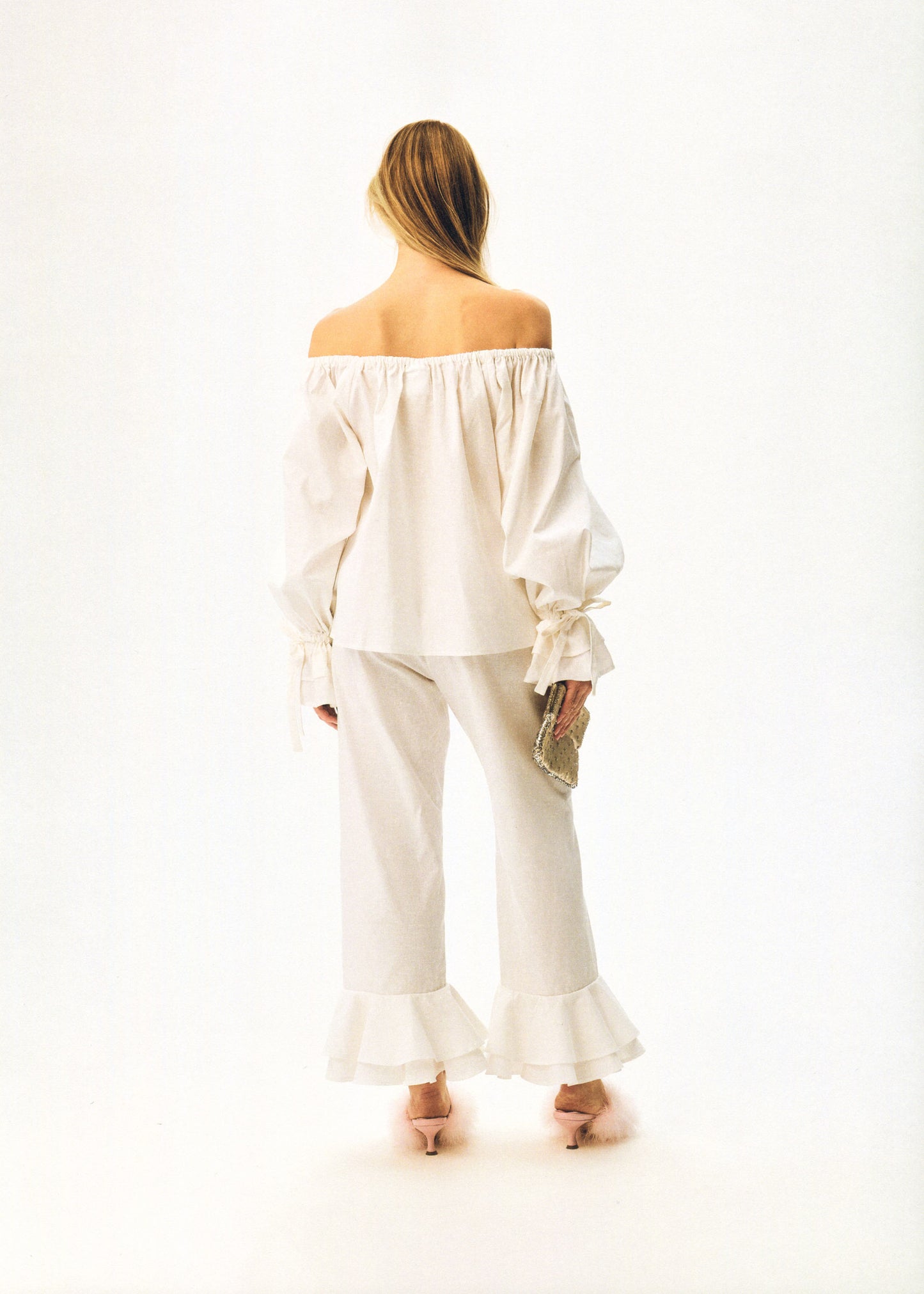 Cha-Cha Linen Lounge Pants with Headscarf in White