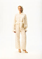 Rumba Linen Lounge Shirt in Daisies