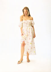 Belle Floral-Appliqué Midi Dress