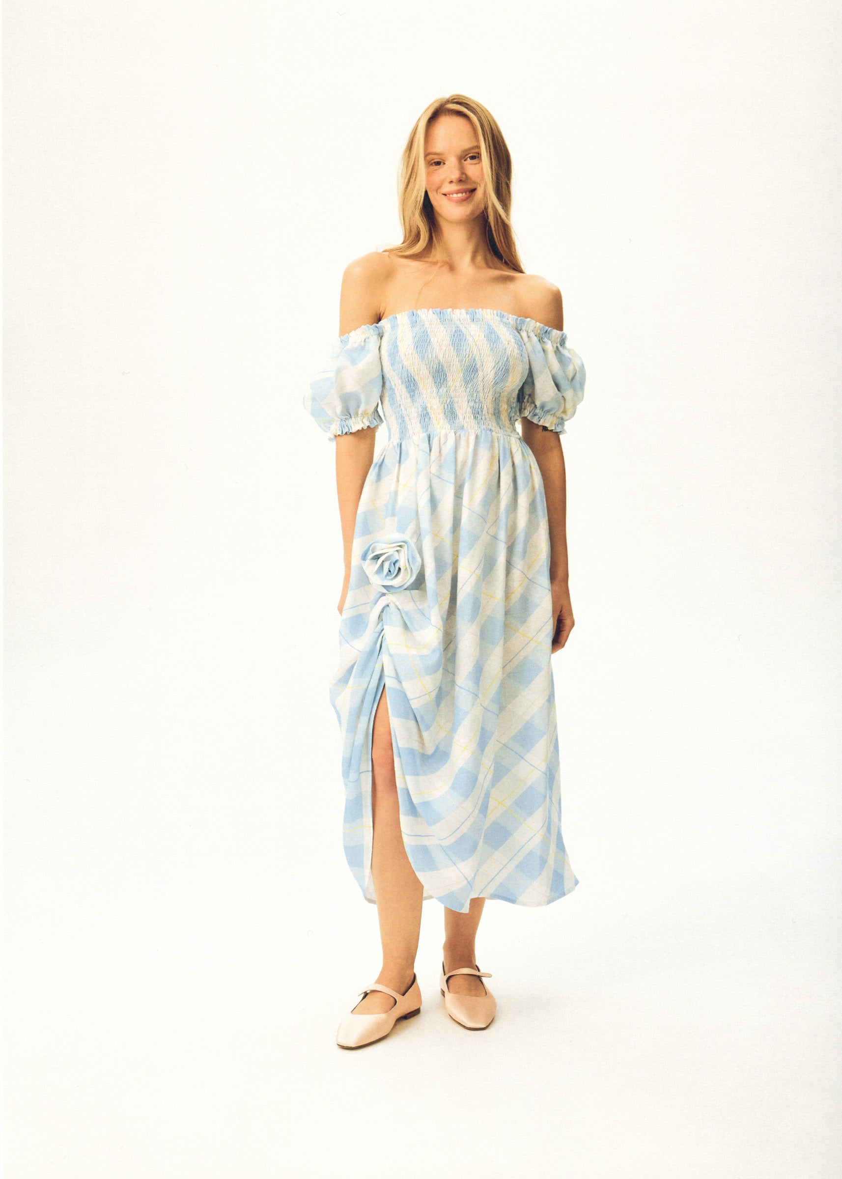 Belle Floral-Appliqué Midi Dress