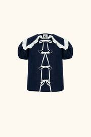 Puff Linen Lounge Shirt in Navy