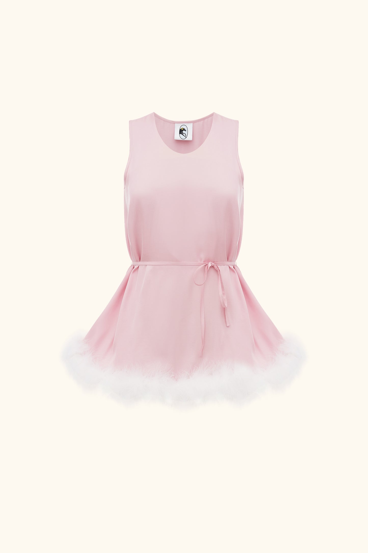 Bisou Bisou Top with Feathers in Pink