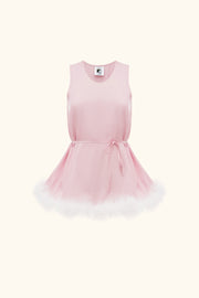 Bisou Bisou Top with Feathers in Pink