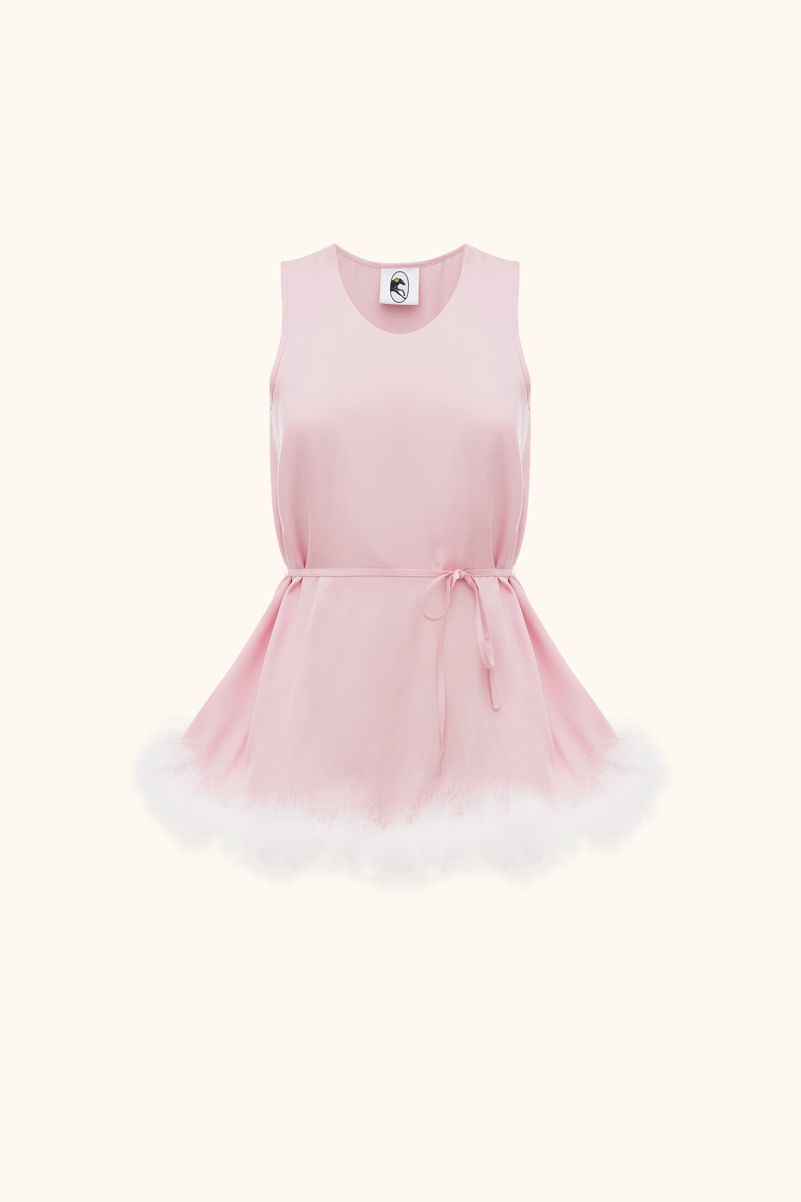 Bisou Bisou Top with Feathers in Pink