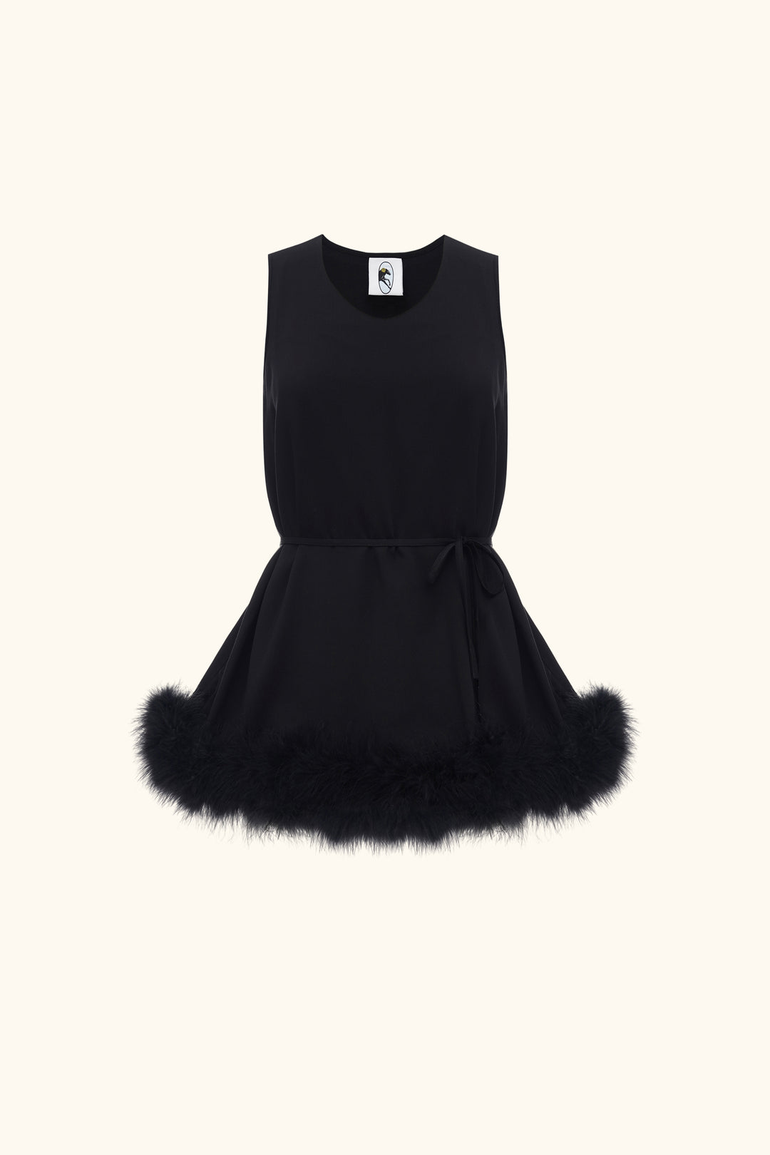 Bisou Bisou Top with Feathers in Black