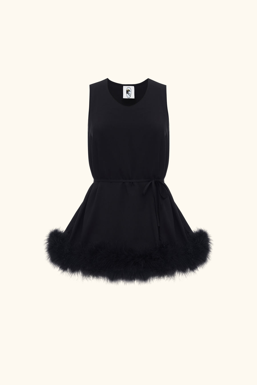 Bisou Bisou Top with Feathers in Black