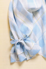 Cha-Cha Lounge Blouse in Blue Plaid