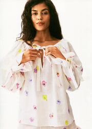 Cha-Cha Lounge Blouse in Pansies