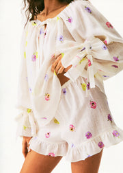 Puff Linen Lounge Shorts with Headscarf in Pancies