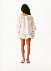 Cha-Cha Lounge Blouse in Pansies