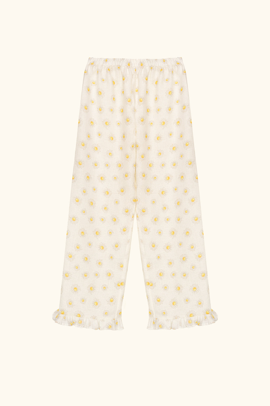 Puff Linen Lounge Pants with Headscarf in Daisies