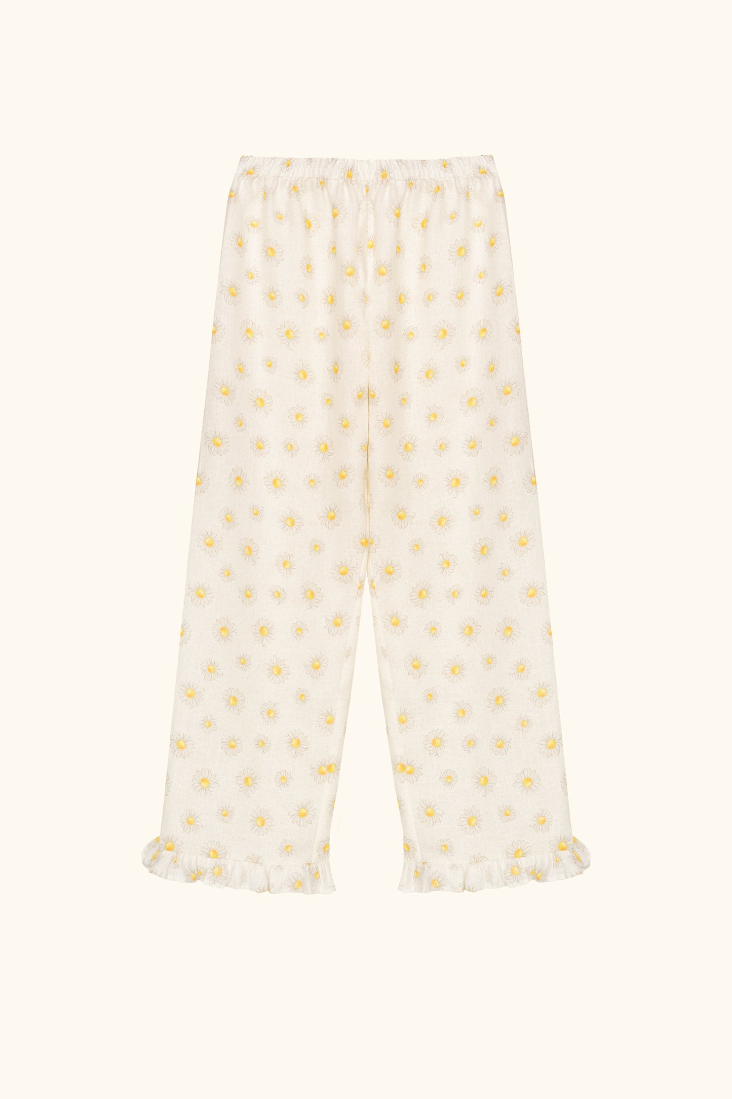 Puff Linen Lounge Pants with Headscarf in Daisies
