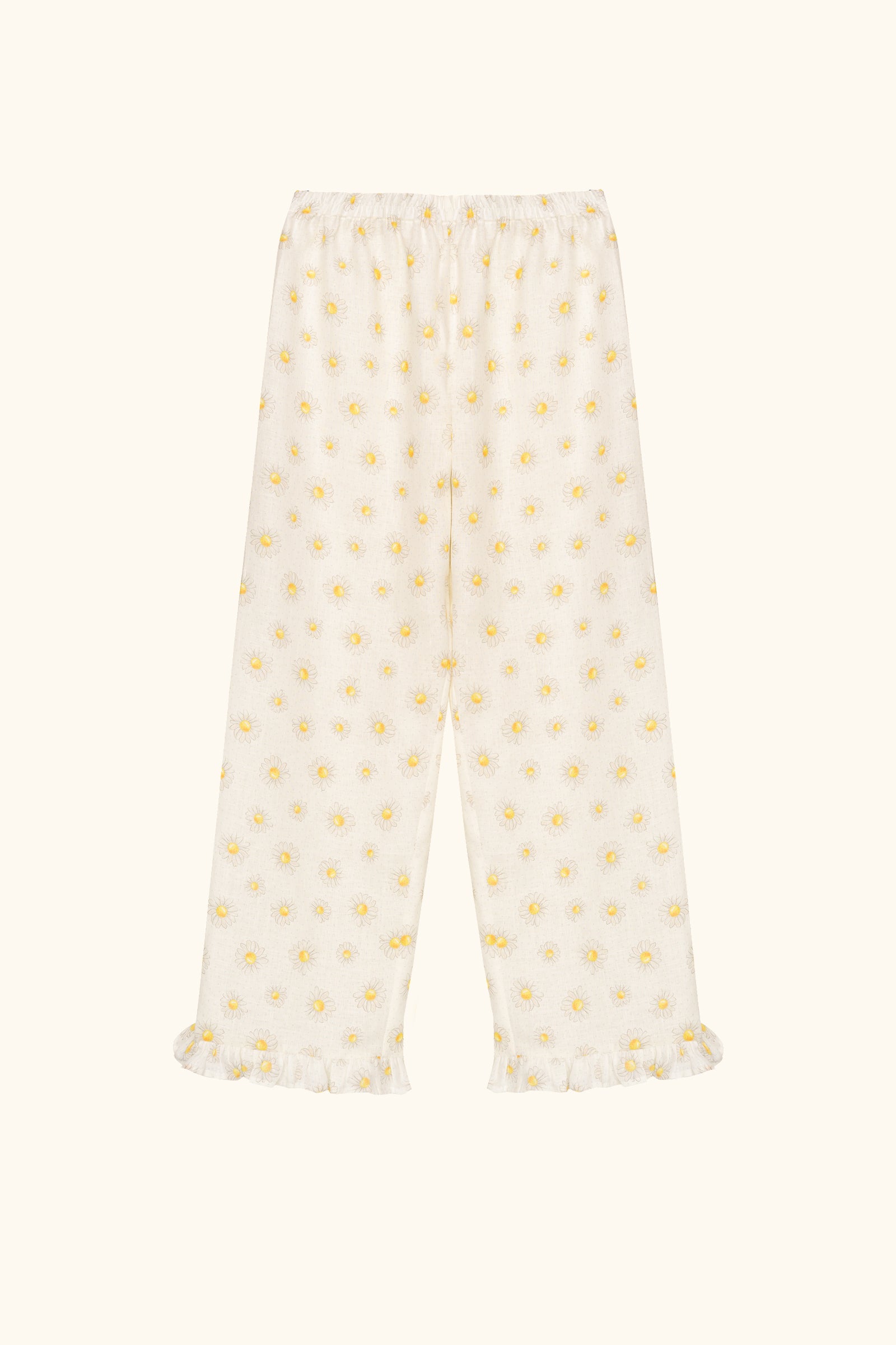 Puff Linen Lounge Pants with Headscarf in Daisies